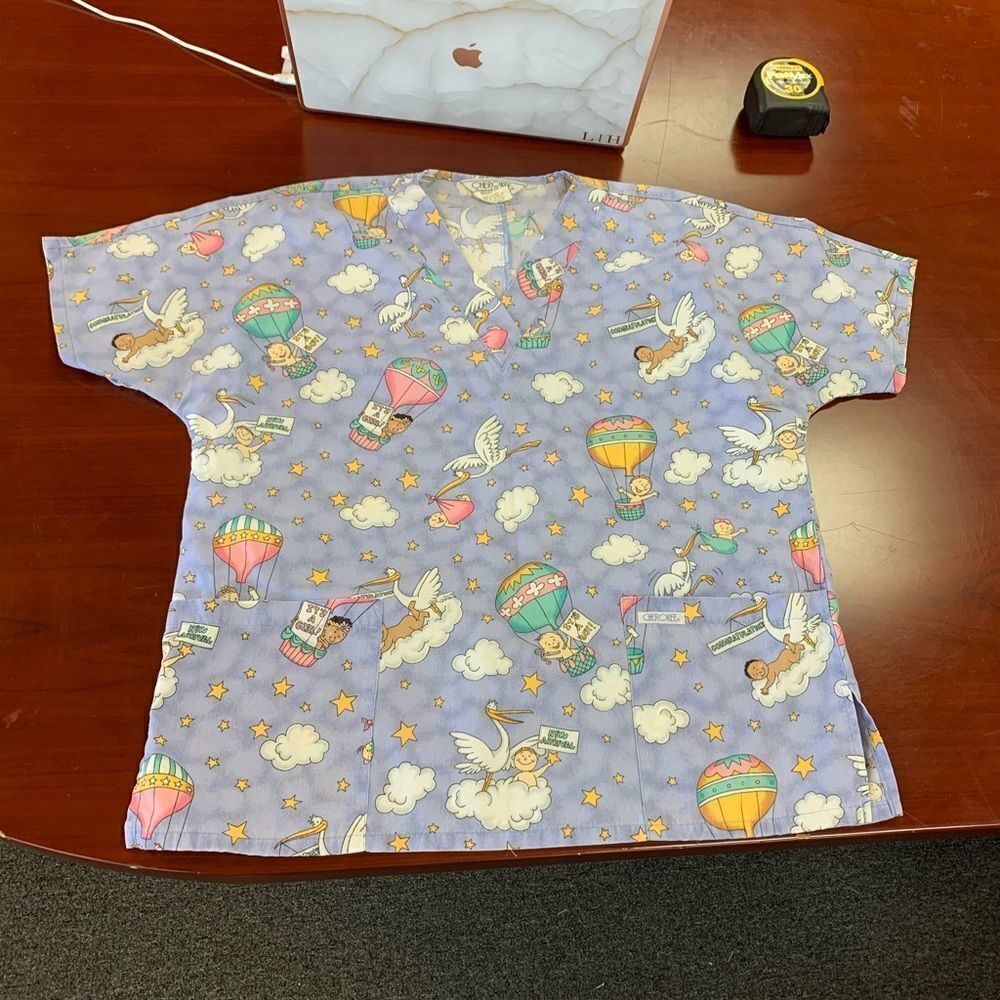 Cherokee Maternity Ward Scrub Top sz M EUC